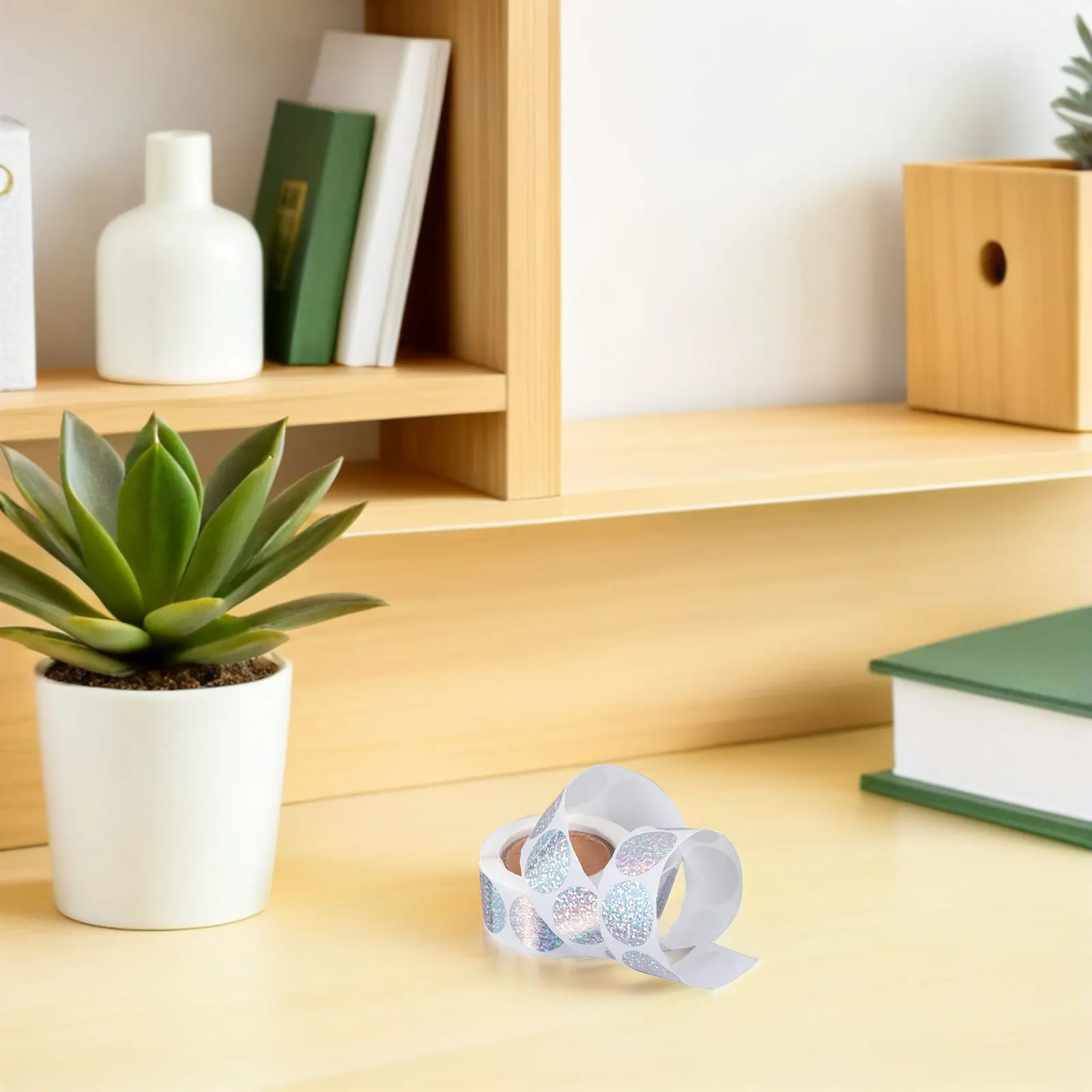 

6 Rolls Self Adhesive Holographic Round Stickers 2.5cm Shimmery Circular Labels Versatile Color Coding Labeling Sealing