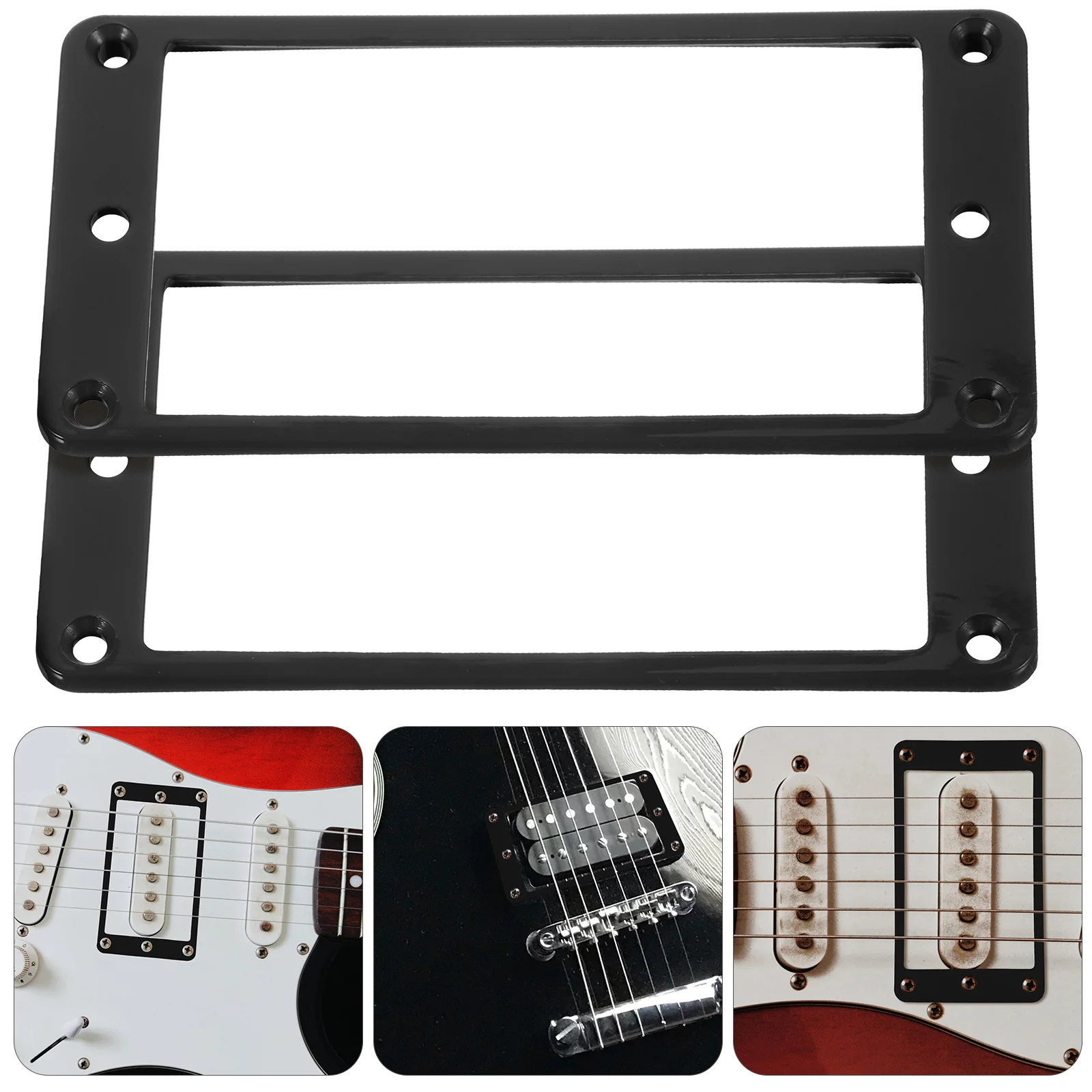 

2 Pcs Pickup Frame Electric Guitar Parts Truck Instrument Transmission Plastic Pickups Covers Frames