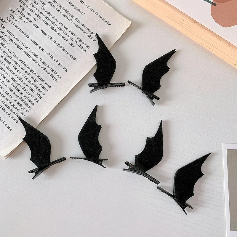 1 Pair Cute Halloween Little Bat Horn Hair Pin Clip Clamp Cosplay Ears Side Devil Bat Hair Clips Kids Halloween Gifts