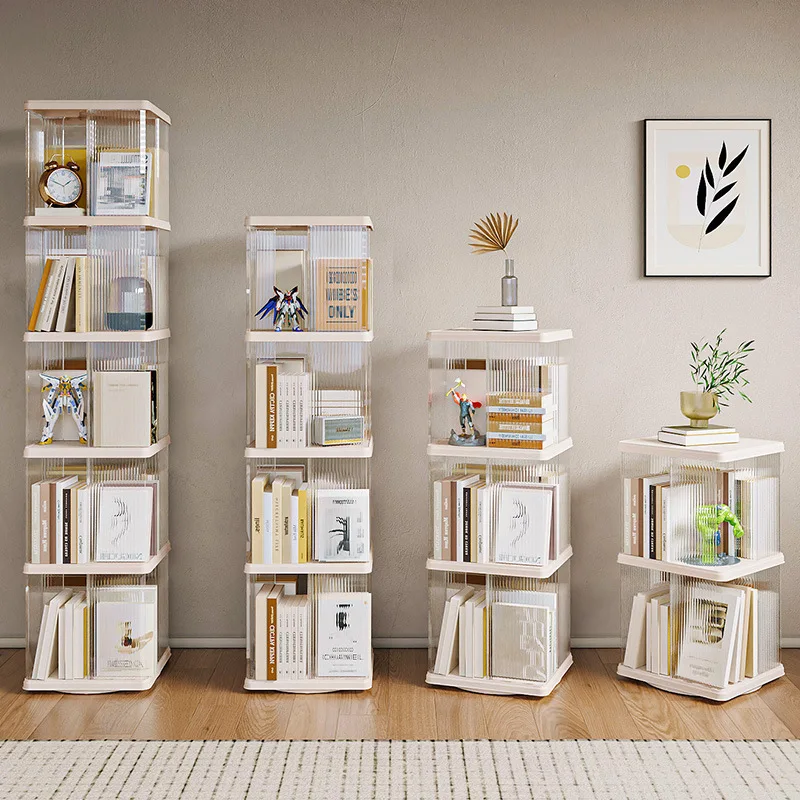 Rotating Bookshelf 360-Degree Home Floor-to-Ceiling Simple Children's Bookcase Living Room Large-Capacity Storage Rack