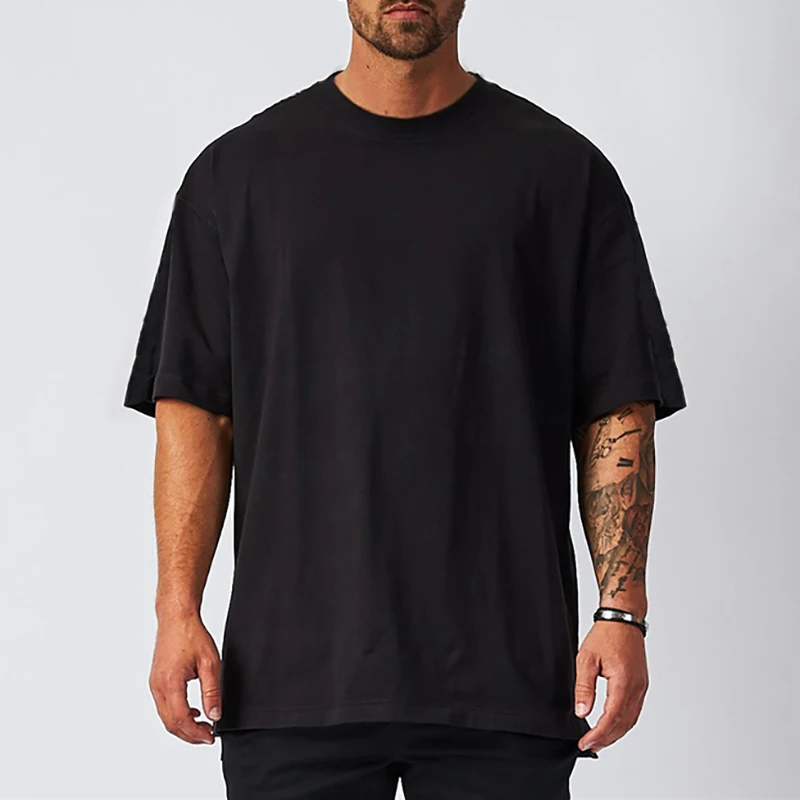 Men T Shirt Cotton Black Oversized Solid Color T-shirt White Blank Big Size Women Vintage T-Shirts Men\'s Clothes