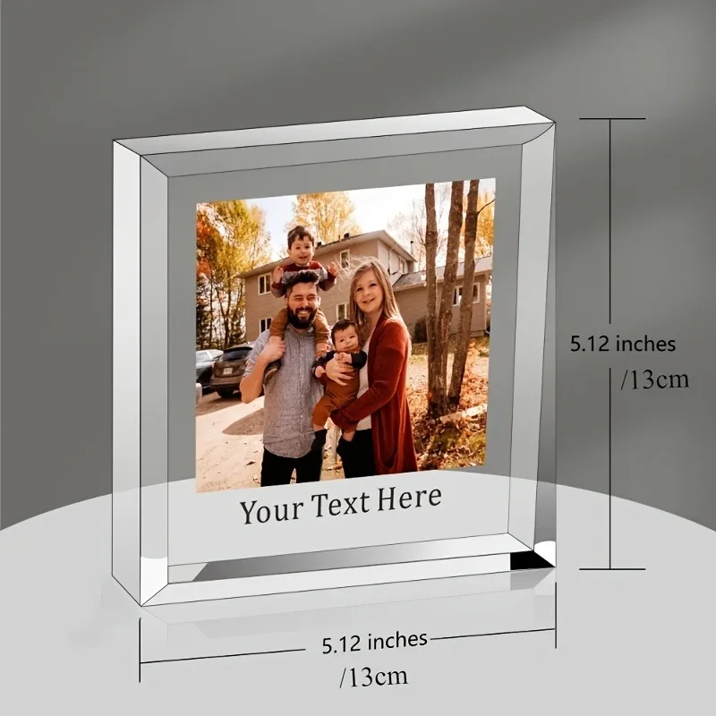 Personalized Bohemian 2D Flat Acrylic Photo BlocVk with V Custom Text, Handcrafted DeVcor, Gift for Family Couple Anniversary