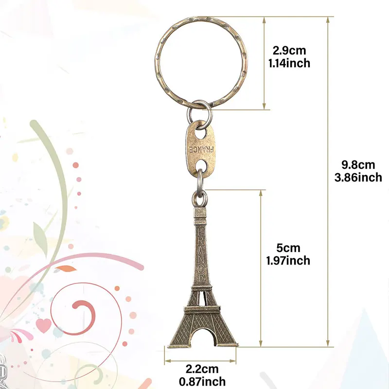 50Pcs Paris Eiffel Tower Shape Keychain Novelty Gadget Trinket Souvenir Christmas Gift Keychain