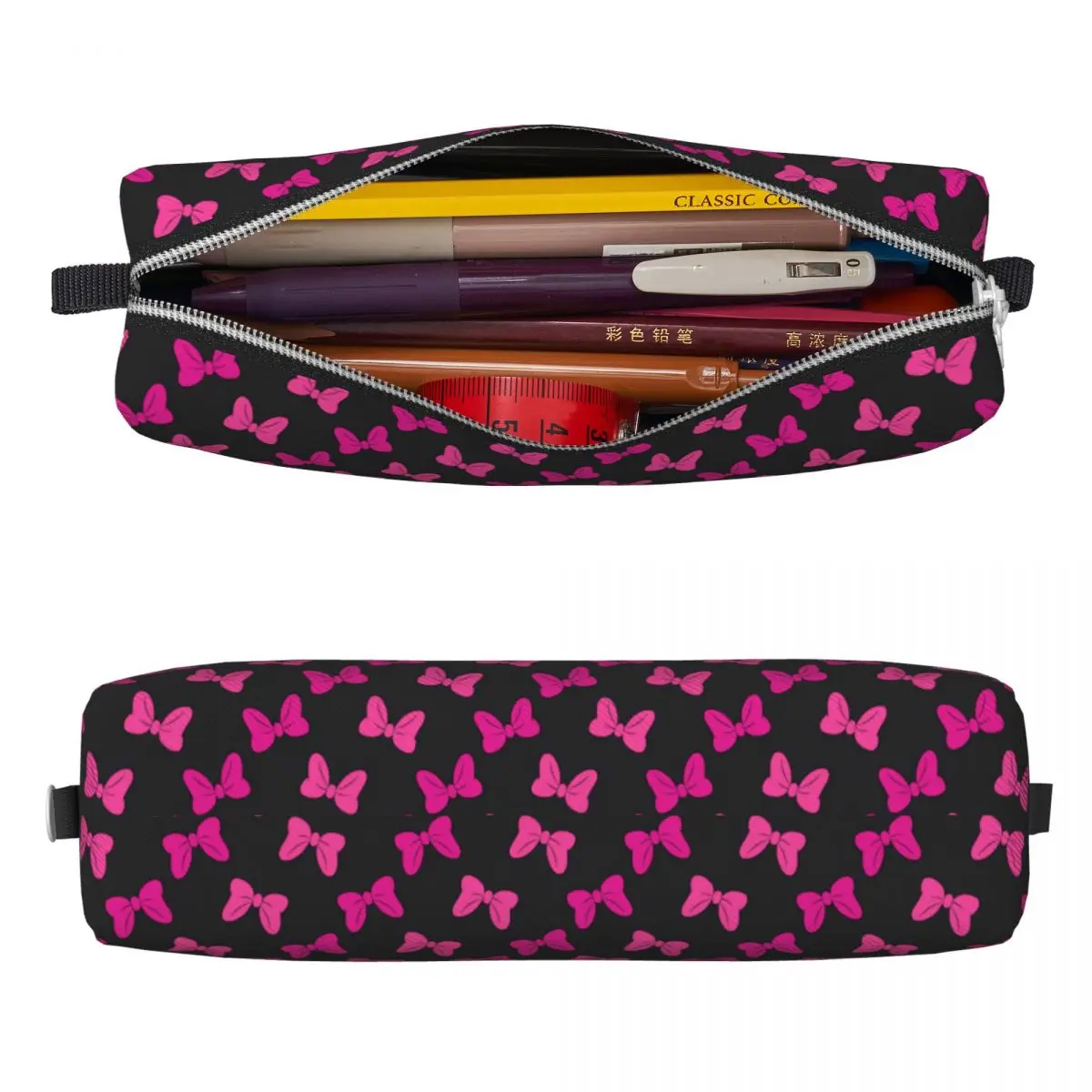 Imagem -02 - Mickey Mouse Minnie Bow Estojo para Lápis Bolsa para Caneta para Estudantes Grande Armazenamento para Estudantes Presentes da Moda Escolar