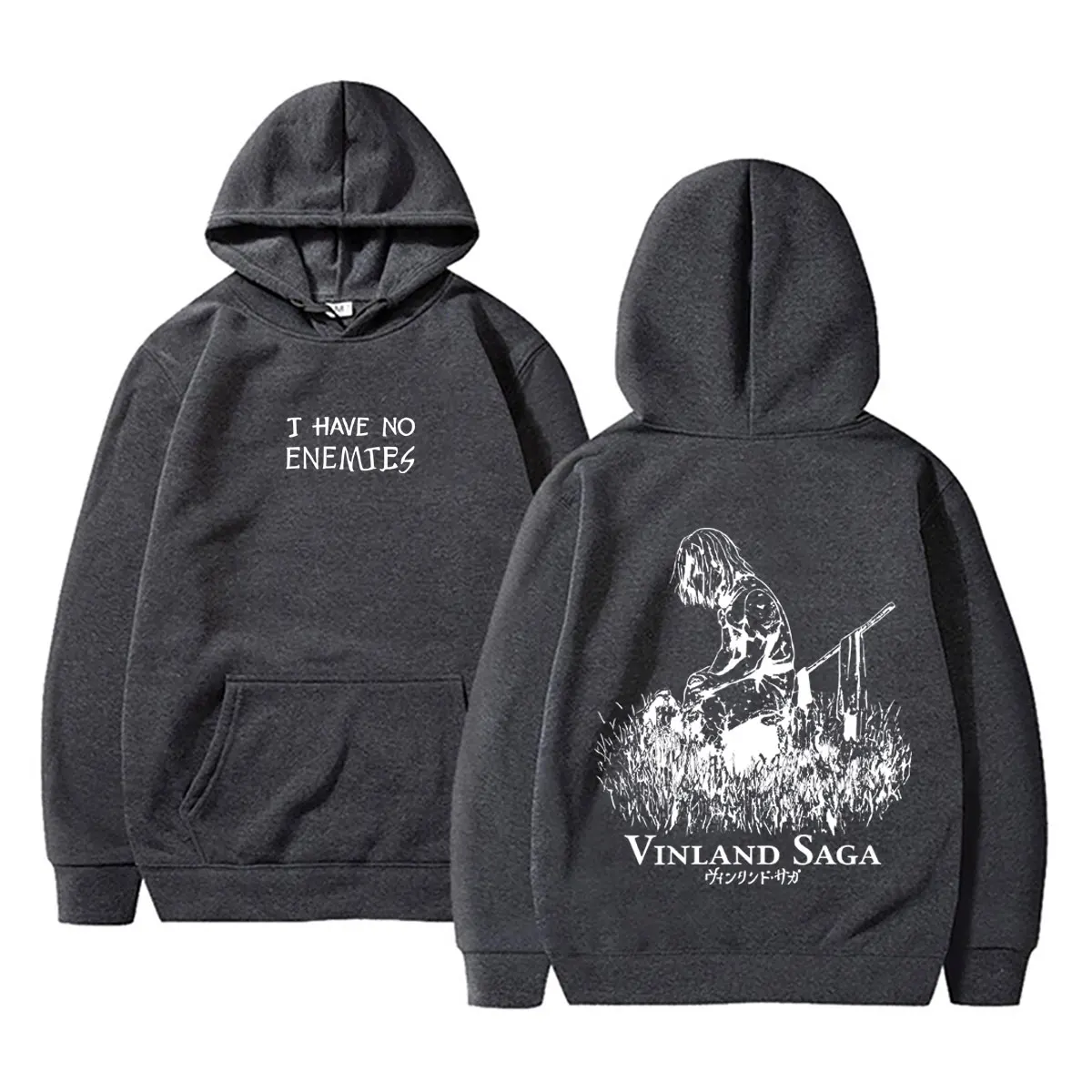 Anime Vinland Saga Thorfinn Ich habe keine Feinde Grafik-Hoodie Herren Damen Manga Lässiger Oversized Hoodie Vintage Streetwear – Detail 4
