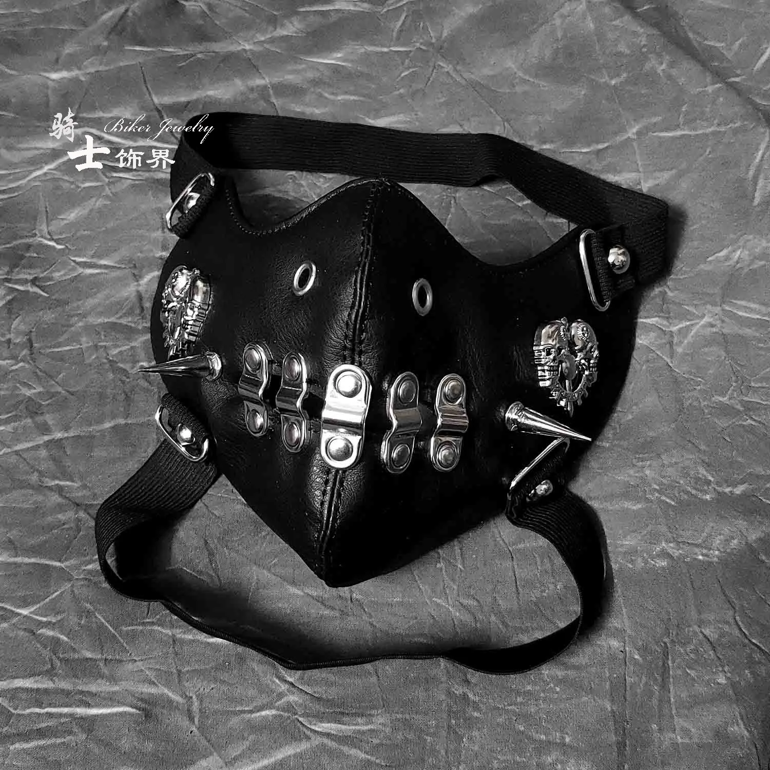 

Rivet punk skull riding mask rock stage performance leather mask