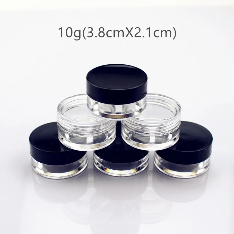 100pcs 1/2/3/5/10g Empty Plastic Makeup Jar Pots Refillable Sample Cosmetic Bottle Eyeshadow Cream Lip Balm Container Storage