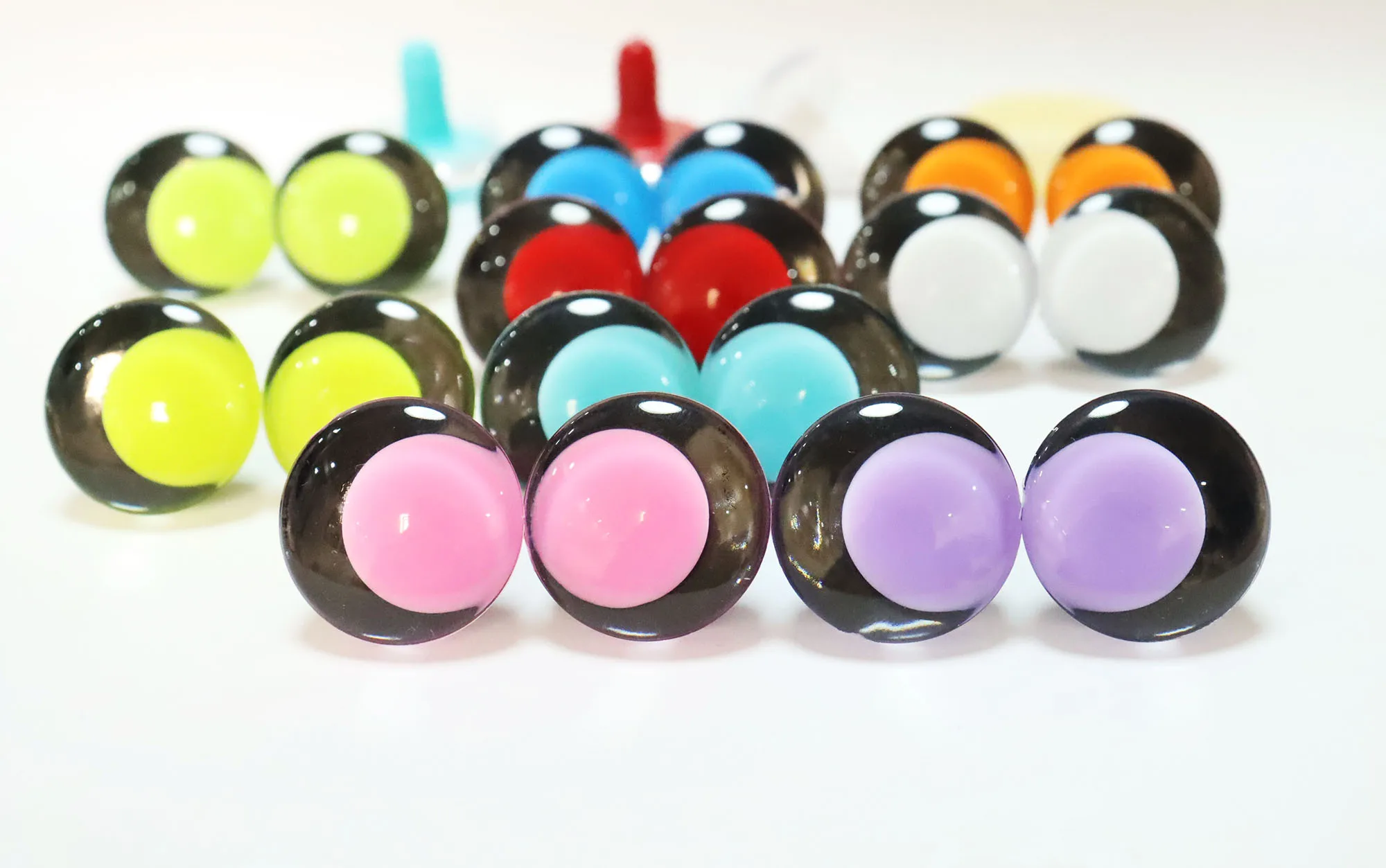 10pairs/lot  25mm 30mm colorful pupil 3D Comical round glitter toy  eyes with black disc  with hard washer-color size option