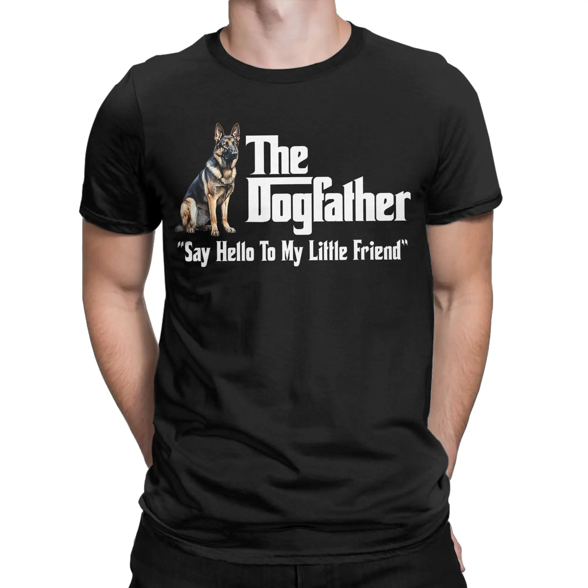 Men Women's German Shepherd Dogfather T Shirt Dog Pure Cotton Clothing Novelty Round Neck Tee Shirt Plus Size T-Shirts