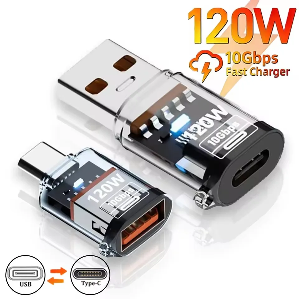 120W USB 3.2 OTG Adapter USB A To Type C Data Transfer Charging Adapter 10Gbps Connector for Tablet/Computer/IPhone 17 16 15