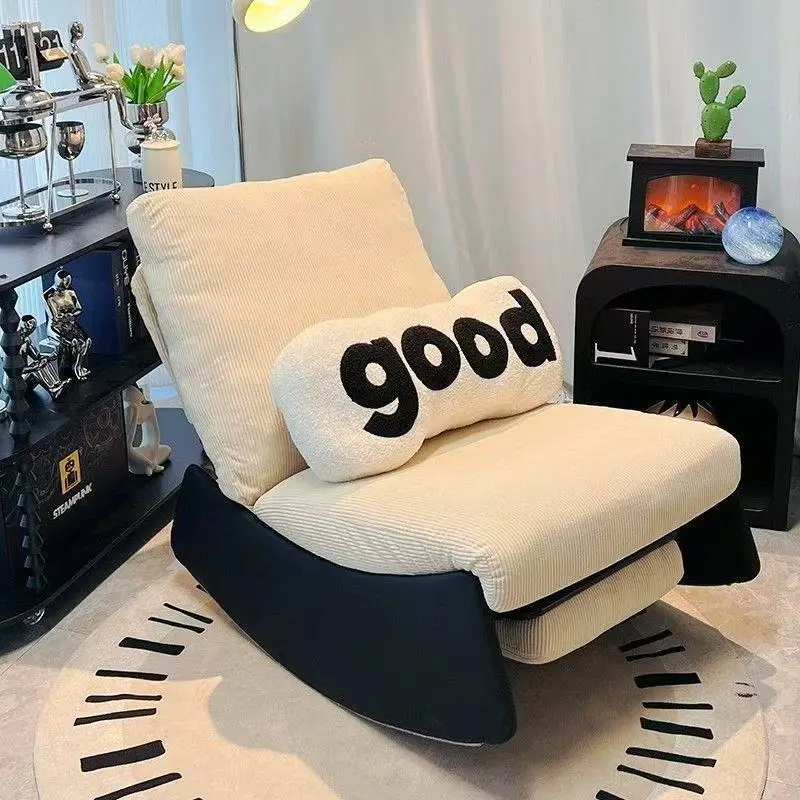 Custom Modern Nordic Style Leisure Single Velvet Home Furniture Rocking Chair For Living Room Bedroom Balcony Recliner