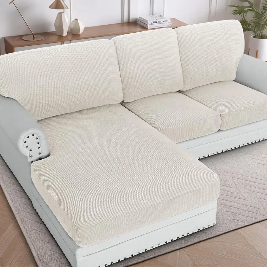 

Sectional Couch Covers 3 Pieces Sofa Seat Cushion Covers L Shape Separate Cushion Couch Chaise Cover for Both Left Right Section