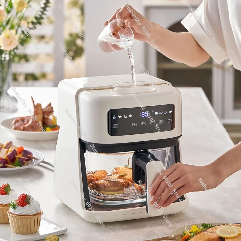 Sprayer Air Fryer with Visible Window | Smart 2-in-1 Electric Oven & Oil-Free Cooking Basket with Humidifying Function