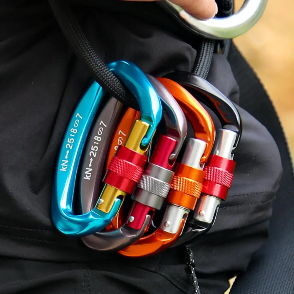 

Climbing Carabiner Portable Long Lifespan D Shape Mountaineering Buckle Compact Climbing Buckle Outdoor Accessories