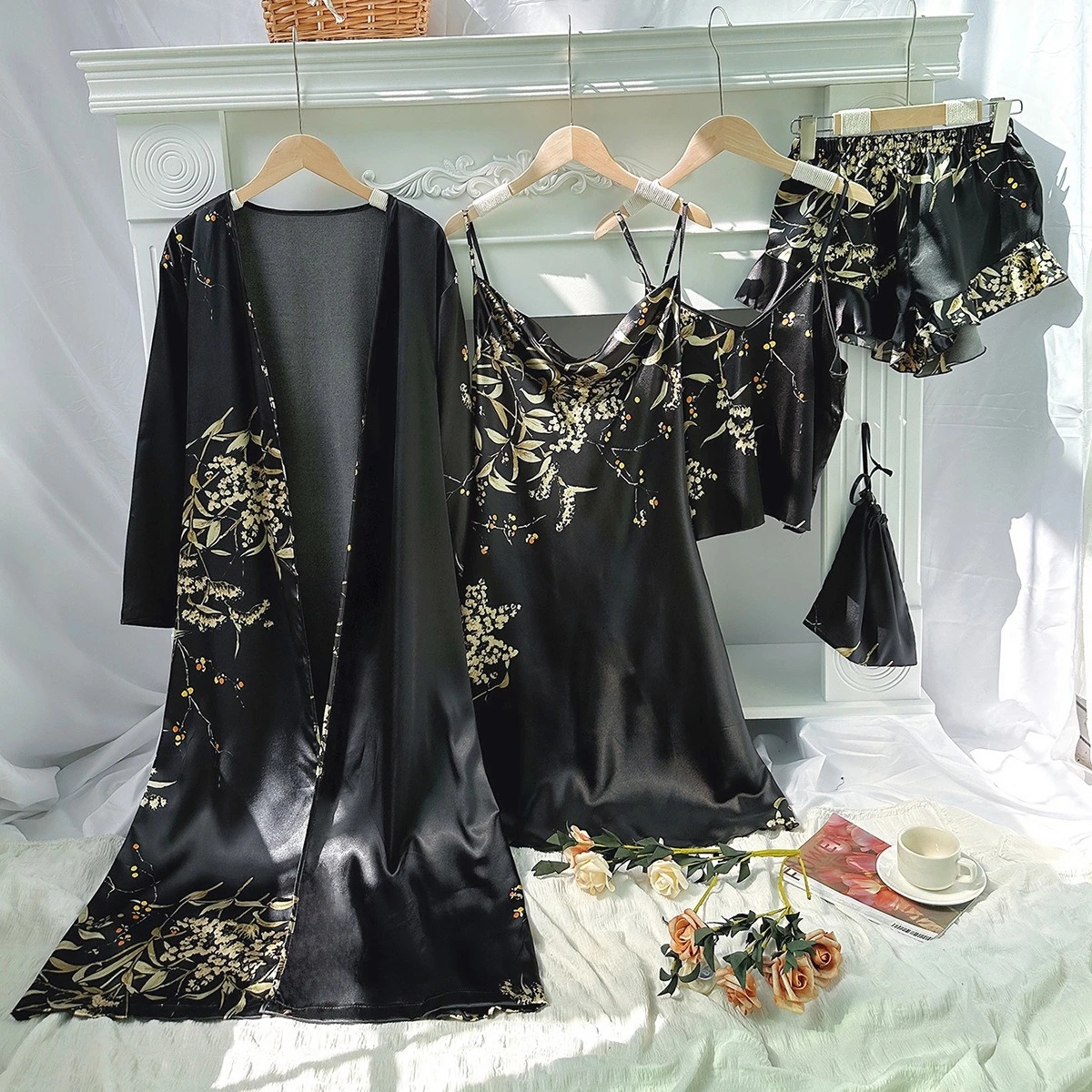 

Plus Size Pajamas Set Summer Women Sleepwear Pijamas Suit Intimate Lingerie Female Kimono Bathrobe Print Rayon Homewear