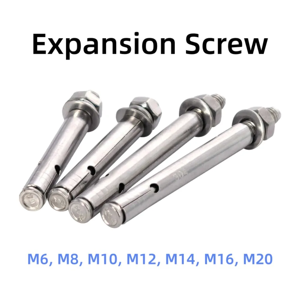 304 Stainless Steel External Expansion Anchor Bolts, M6-M20 Sleeve Anchors for Concrete, Built-in Expansion Screw Fasteners