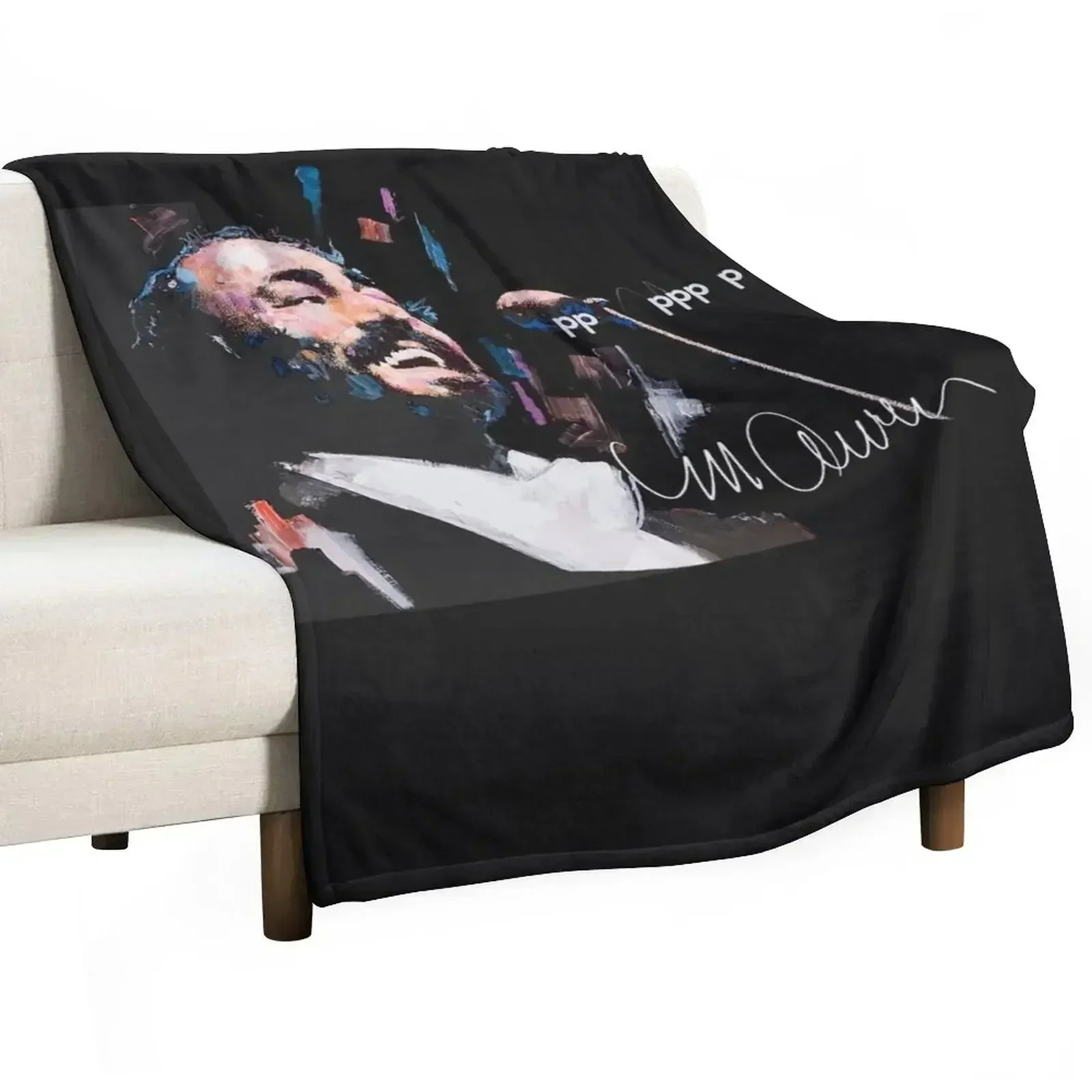 Original Portrait of Luciano Pavarotti Throw Blanket Heavy Summer Beddings Blankets