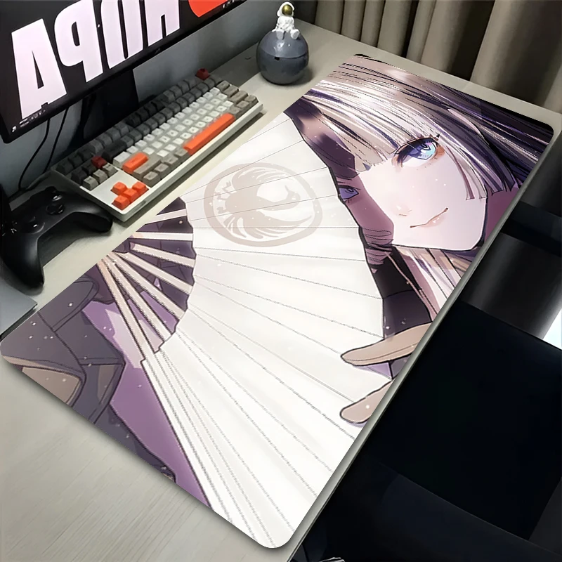 Virtual Idol المطاط ماوس حصيرة Vtuber J Kufuutei Raden أنيمي HD Priting Playmat مكتب لعبة الإبداعية أبيض وأسود حصيرة مكتبية