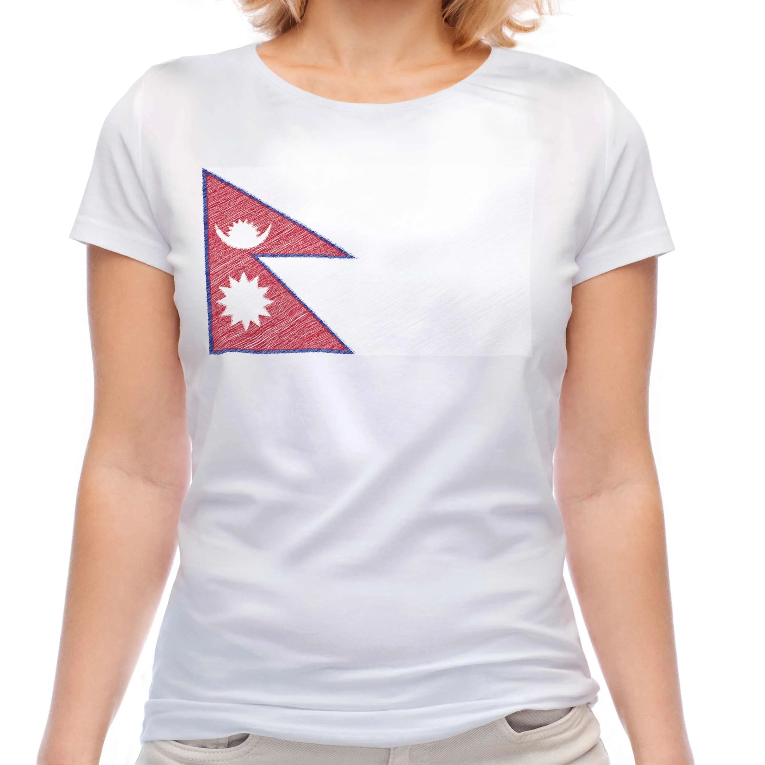 نيبال العلم تي شيرت للنساء قصيرة الأكمام القطن تيز قميص كبير الحجم المرأة جيرسي بلايز رياضية Y2k تي شيرت الصيف الشارع الشهير