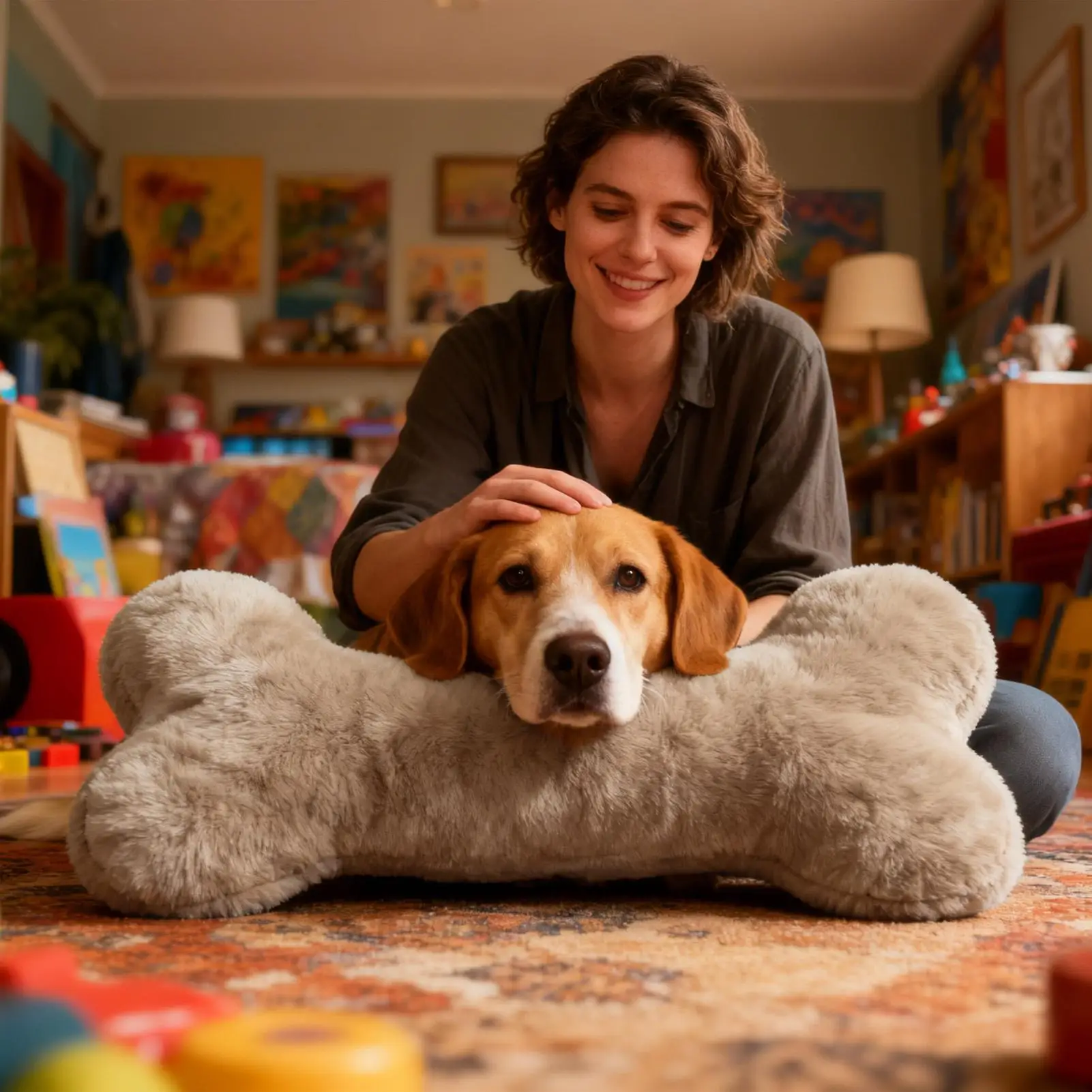 

Dog Bone Toy Plush 27.6 Inch Puppy Soothing Cushion Dog Comfort Pillow For Pet Parents Trainers Animal Lovers Apartment Office