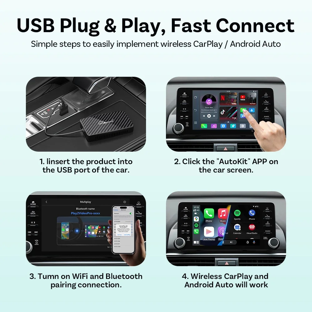 OTTOCAST Play2Video PRO CarPlay Adapter for iPhone & Android