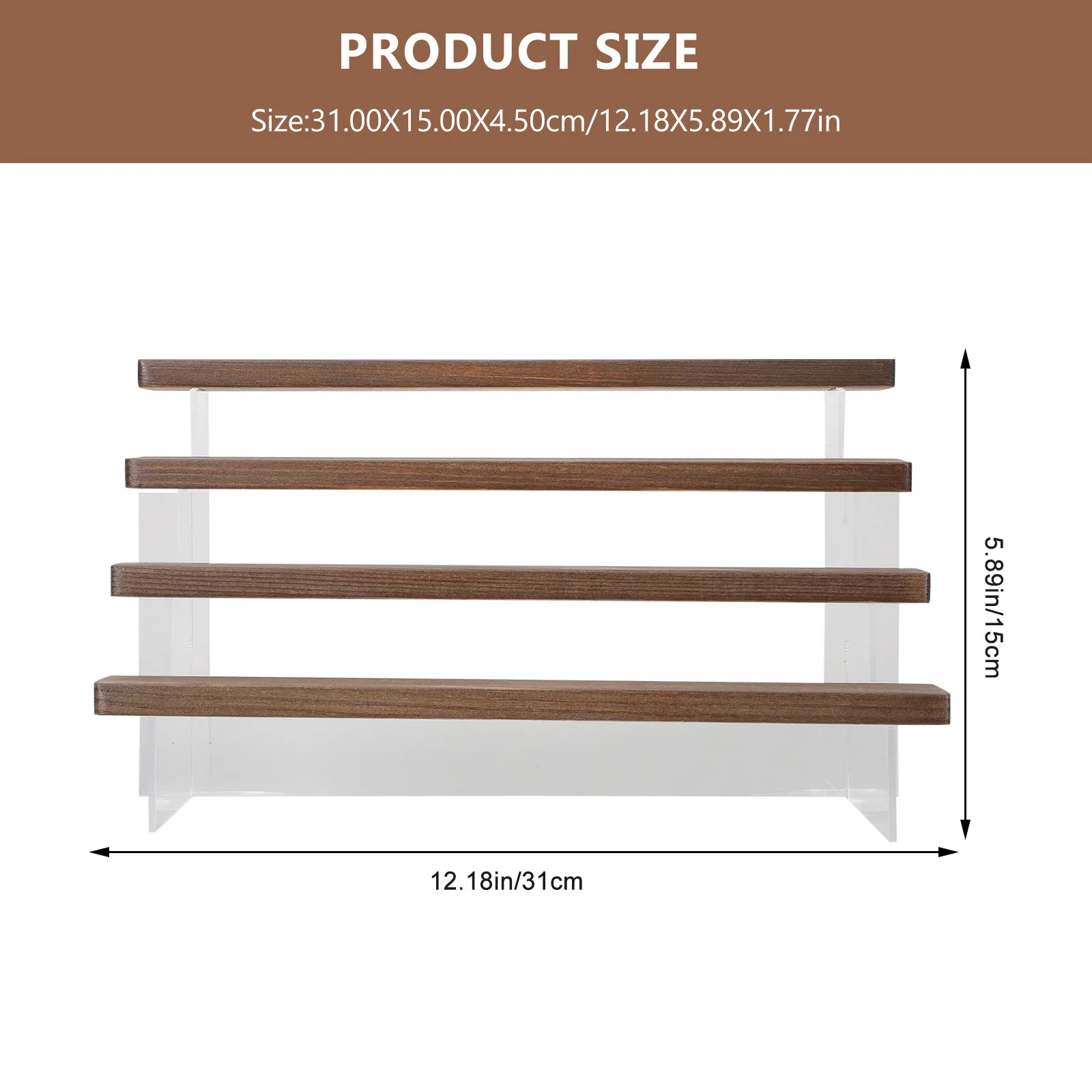 Acrylic Wooden Display Rack 4 Tier Organizer Stand Clear Multi-Tier Storage Holder for Figures Collection Display Shelf