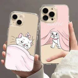 Disney Cute Marie Cat Clear For iPhone 15 Pro Max Case For iPhone 11 12 13 14 Pro Mini XS Max XR X SE 8 7 6 Plus Cover Funda