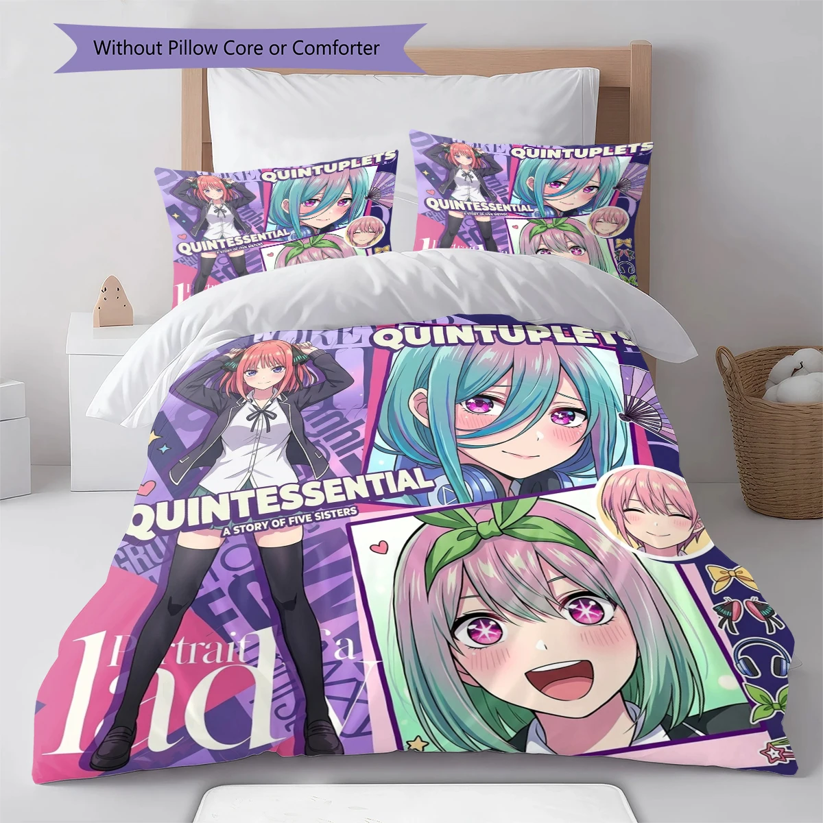 The Quintessential Quintuplets Soft Duvet Cover - Comfortable, Children Bedding Set Gift, Various Sizes -HE63