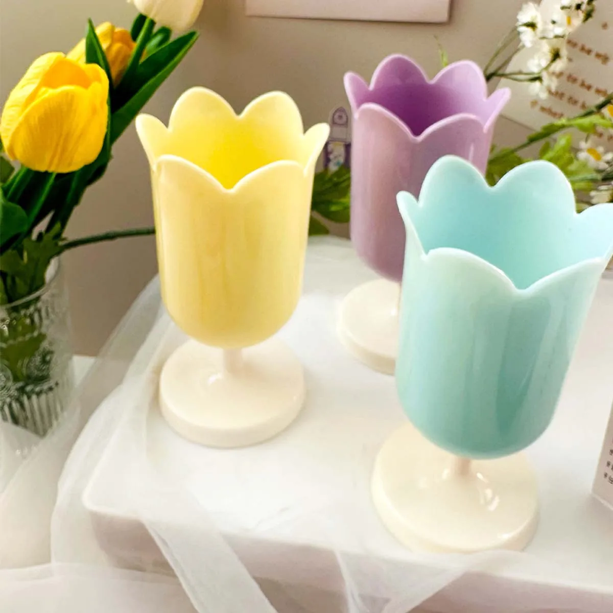 1pc Flower Pen Holder, Desktop round Row, Pen Storage Ornaments, Mother\'s Day Tulip Pen Holder Gifts