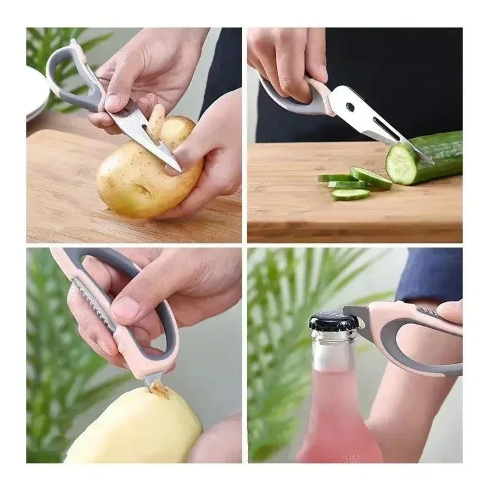 7-in-1 Multifunctional Heavy Duty Stainless Steel Kitchen Scissors with Magnetic Holder Sharp Multipurpose Food Scissors for Mea