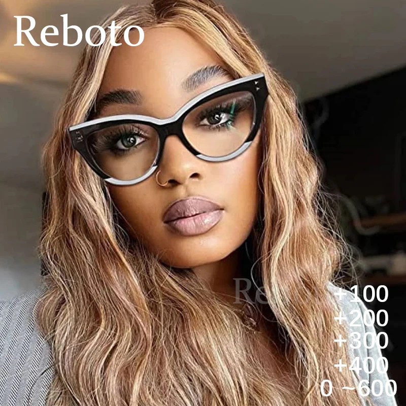 

Big Brand Reading Glasses Fashion Cat Eye Women Anti Blue Light Transparent Eyeglasses Oversized Prescription Glasses Frames