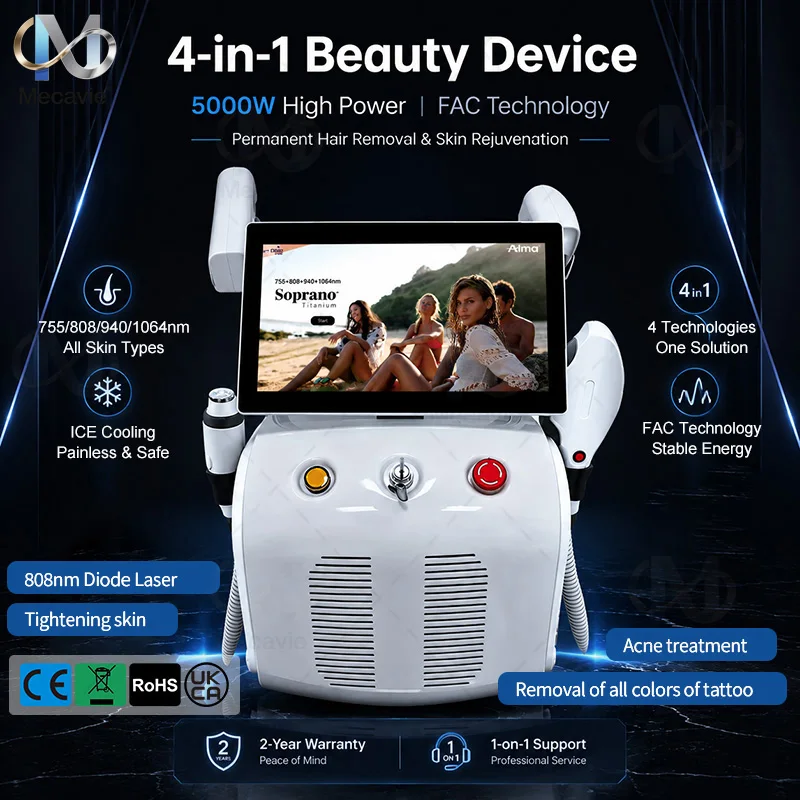 

2026 5000W Diode 755 808 1064nm 940nm 4 Wavelength Diode Laser Ice Titanium Laser Machine Body Hair Removal Equipment Ale