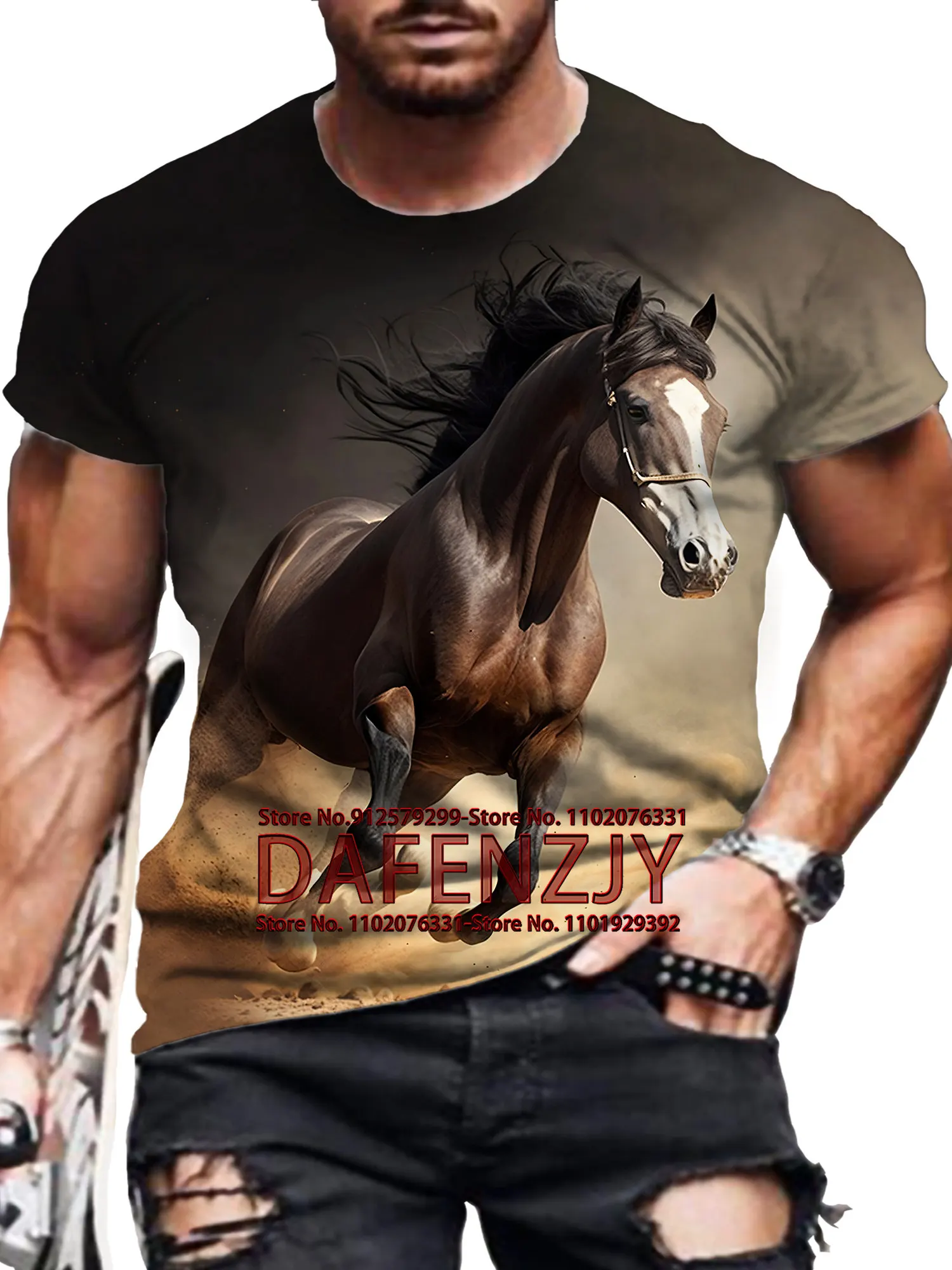 

2024 Horse T Shirt For Mens Animal Print Short Sleeve Top 3D Casual Street Man's T-shirt Tee Shirt Men Vintage Clothing