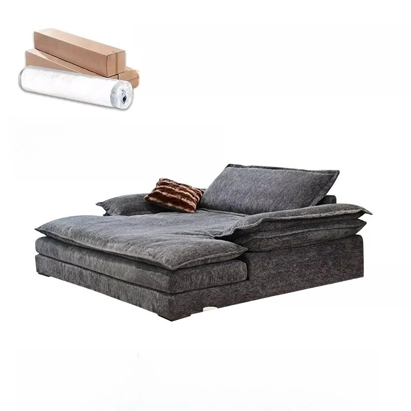 Cloud fabric sofa super wide sitting deep living room straight row chenille sponge, compression sofa