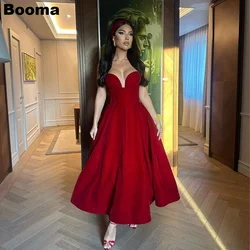 Booma Red A-Line Midi Prom Dresses Sweetheart Sleeveless Evening Dress for Women Homecoming Party Gowns Formal Occasion Gown