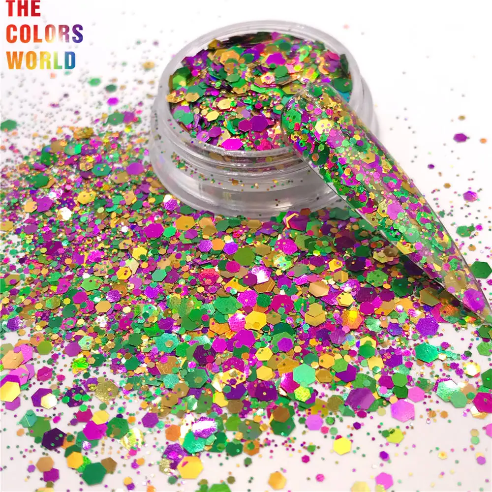 TCT-366 Mardi Gras Carnival Mix Nail Glitter Nail Art Decoration Resin Art Tumblers Craft Accessoires Festival Party fornitore