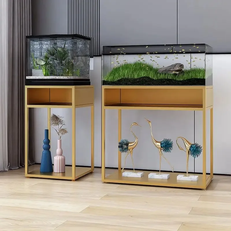 【Hot】Simple fish tank shelf load-bearing base light flower shelf living room floor-standing bonsai shelf balcony wrought