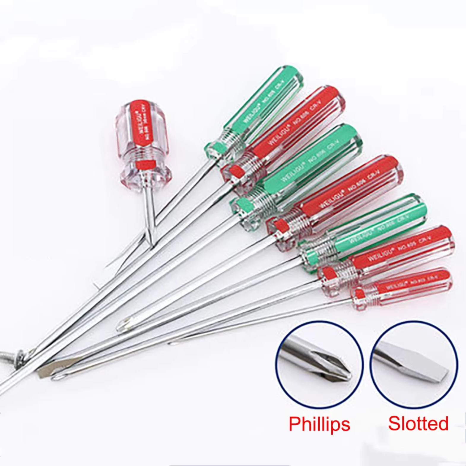 1Pcs Screwdriver with Crystal Clear Handle 3mm 5mm 6mm Magnetic Phillips/Slotted Portable Screwdriver Professional Repair Tool