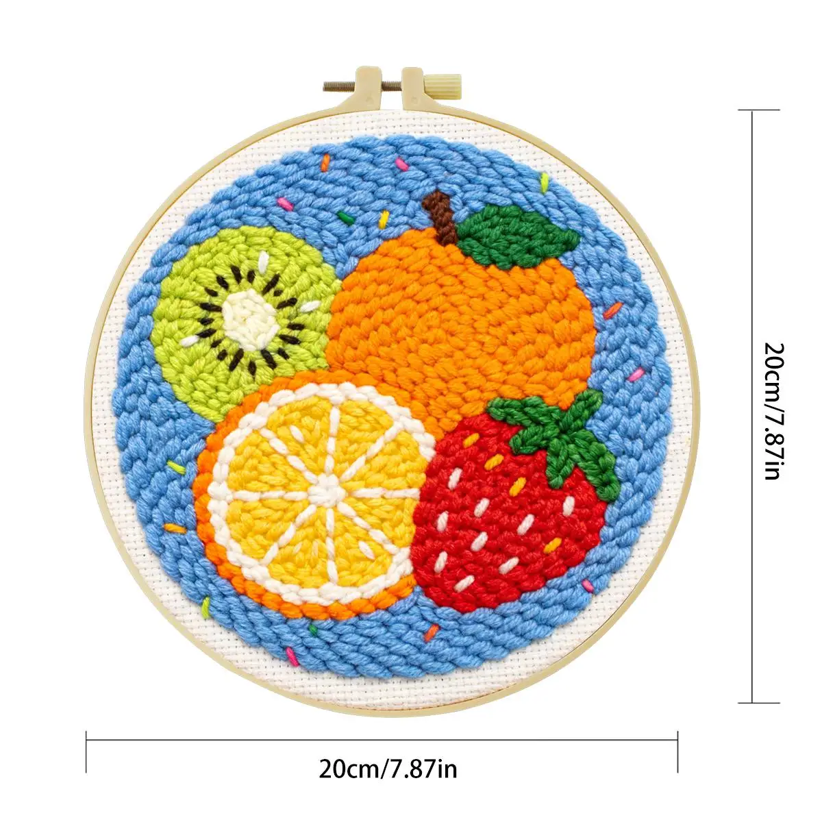 20X20CM/7,87 Zoll Früchte Punch-Nadel-Stickerei-Set, Stickerei-Kit, Gestrickte Stickerei, DIY Handgemachtes Geschenk, Nadelkunst – Detail 3