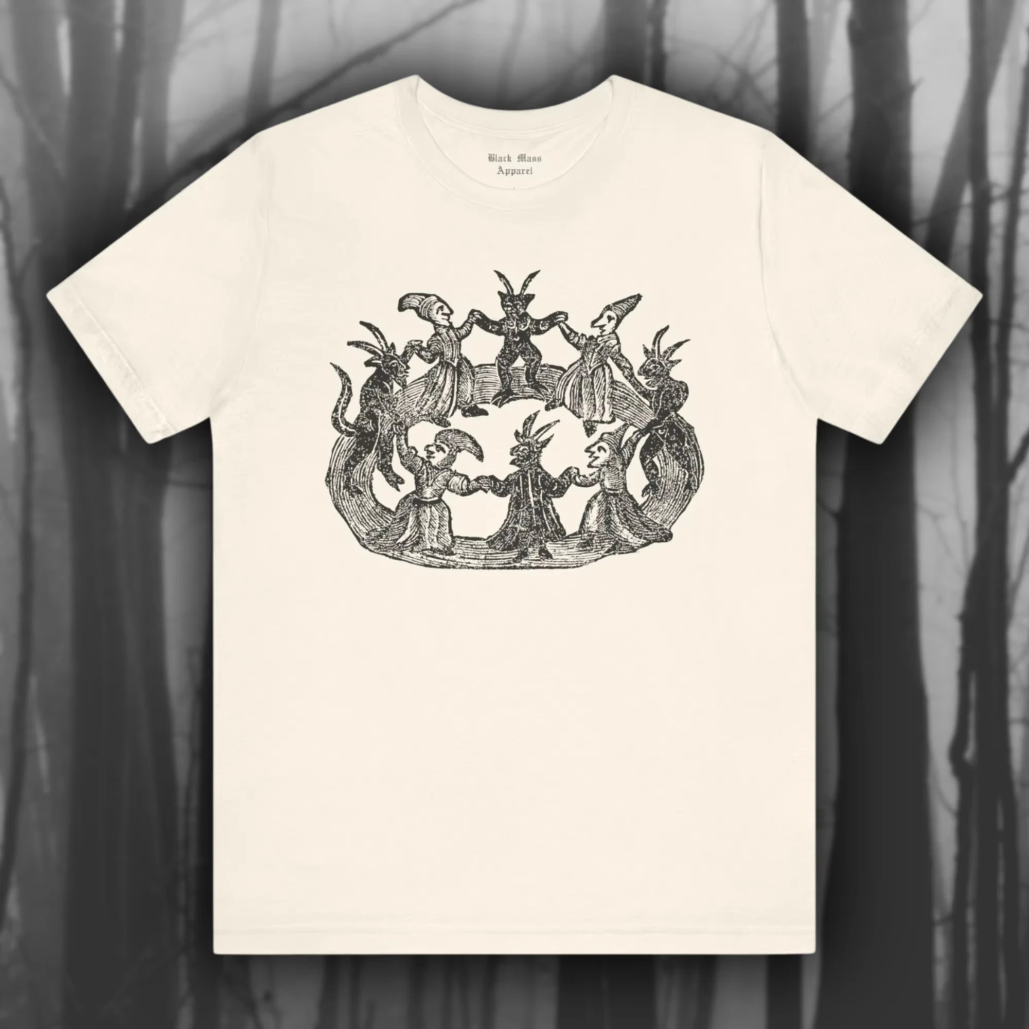 Witches and Wizards II Vintage Occult Art  Black Magic Witchy Coven Printed T-shirt Men Women Cotton Casual Short-sleeved Shirt
