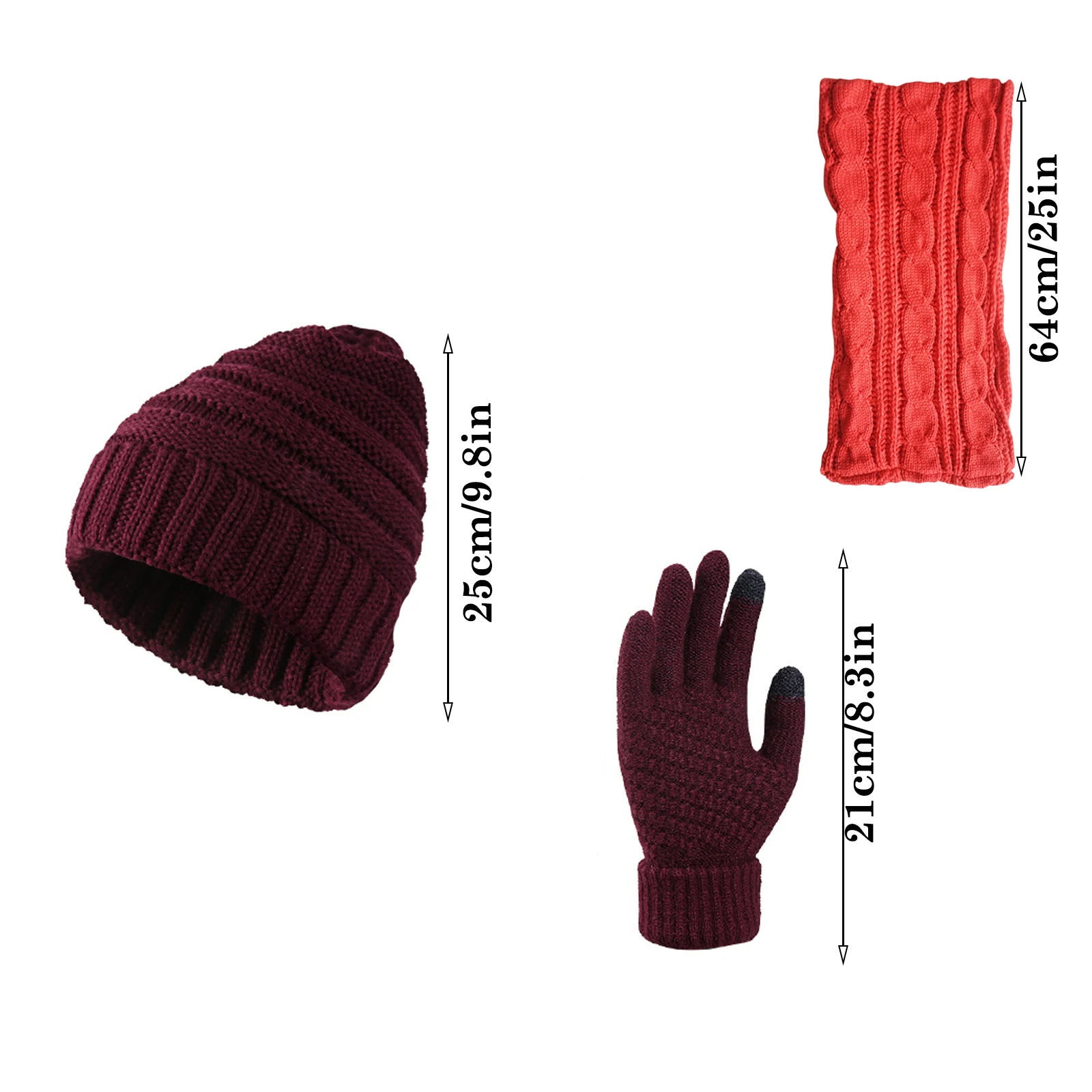 شعبية محبوك قبعة وشاح وقفازات ثلاث قطع مجموعة هدية تقليد الكشمير وشاح من الصوف وقبعة مجموعة دافئة مناسبة لتقديم الهدايا #6