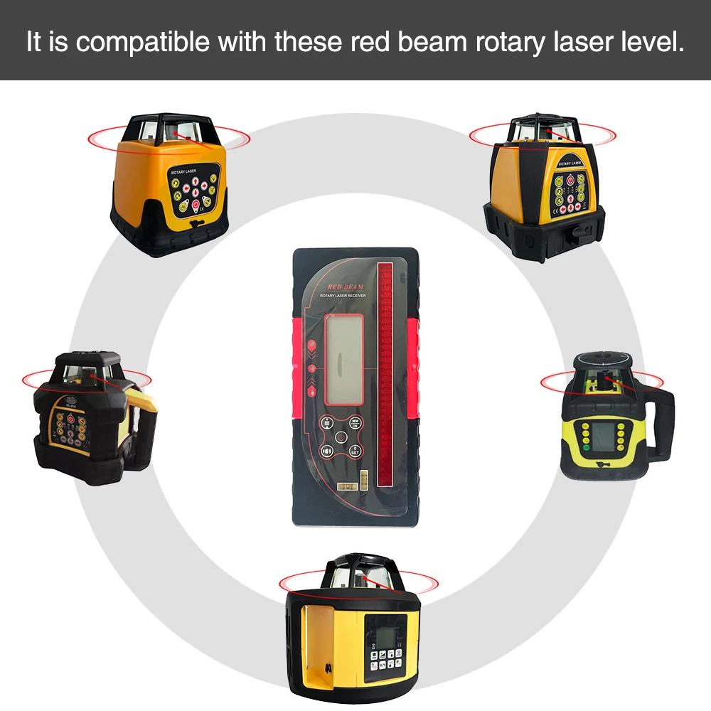 Heipoe JP1700R rotary Red beam digital receiver Two-Sided Back-lit LCD Displays Rotary laser level digital Detector