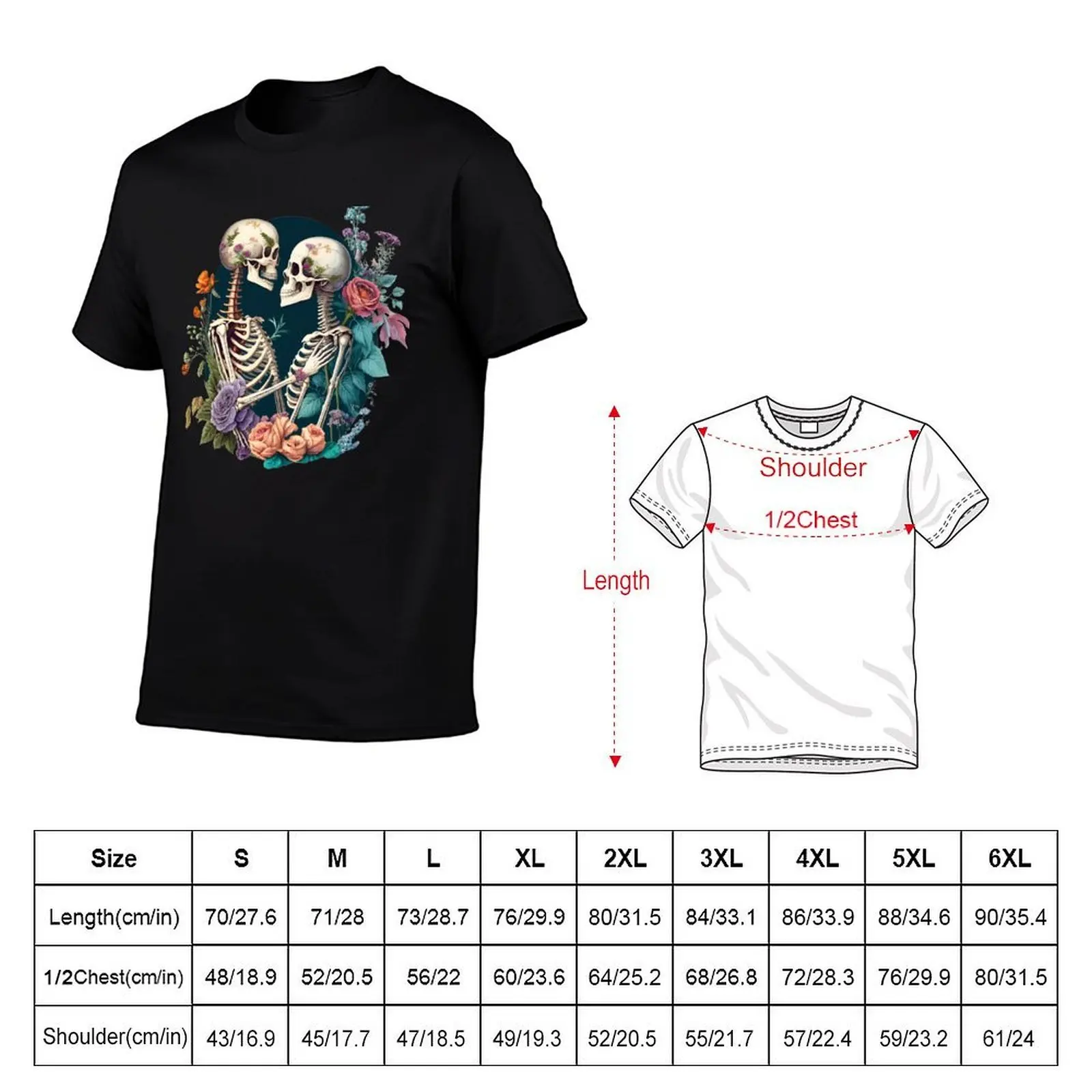 Flowery Love Exchange: A Skull Romance T-Shirt anime shirt shirts graphic tees Men's t shirts