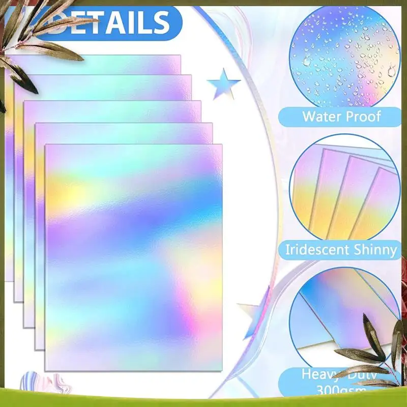 ABDW-Metallic Holographic Card Shiny Mirror Paper Sheets Replacement Accessories Reflective Post Board Size 8.5 X 11 Inch 50 Pac