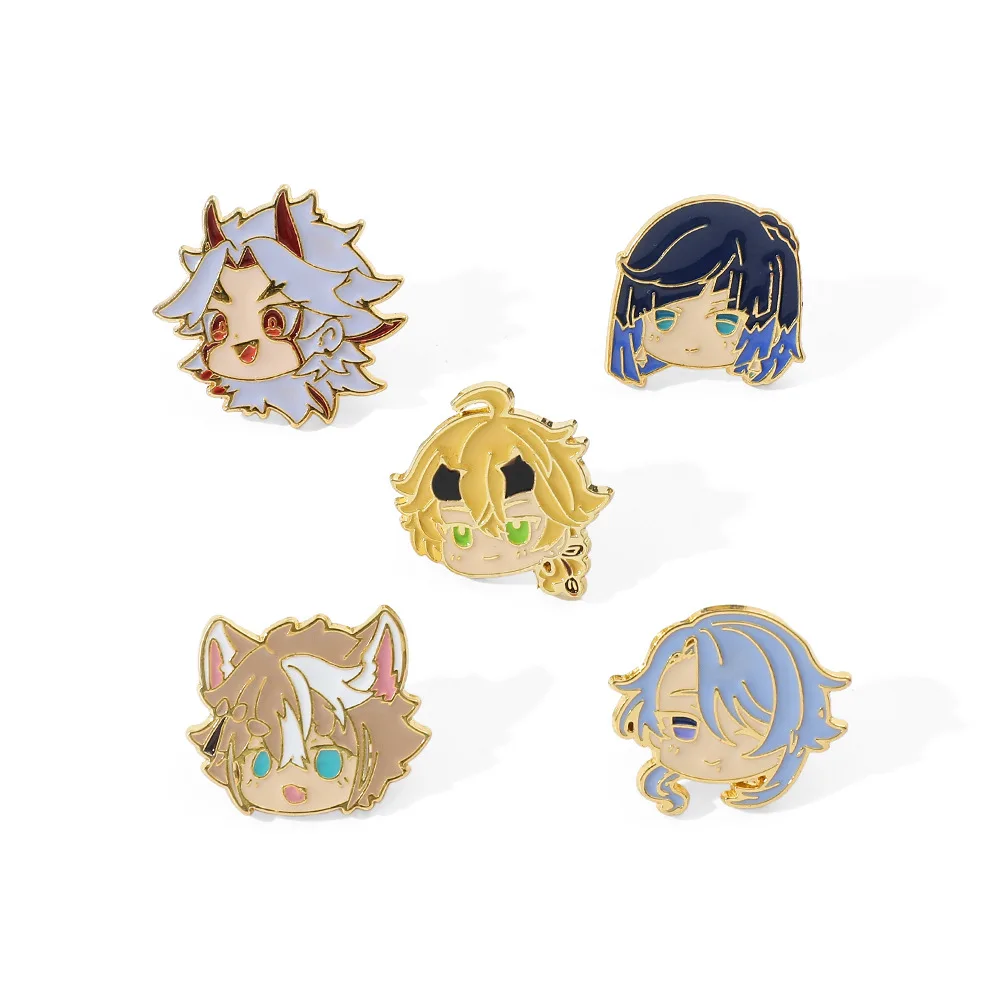 

New Genshin Impact Metal Badge Q Version Small Headed Characters Surrounding Genshin Impact Brooch Elhassen Shenli Lingren Yelan