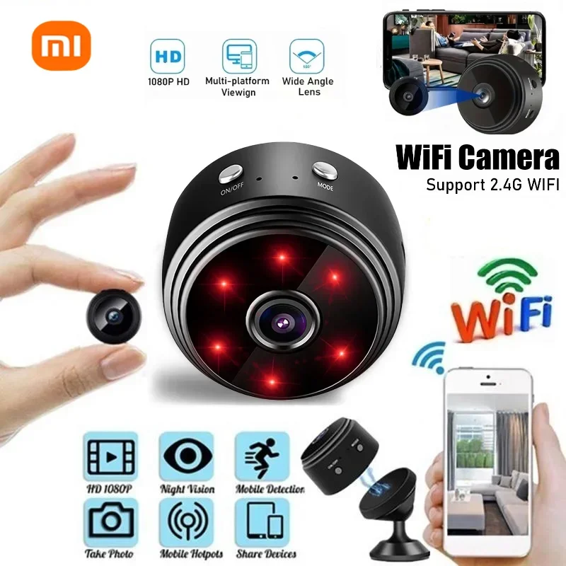 Xiaomi A9 Mini-Caméra de Sécurité Intérieure Wifi HD 1080p, Micro Moniteur Sans Fil, Caméscopes, Version Nuit, Vidéo, Maison Intelligente