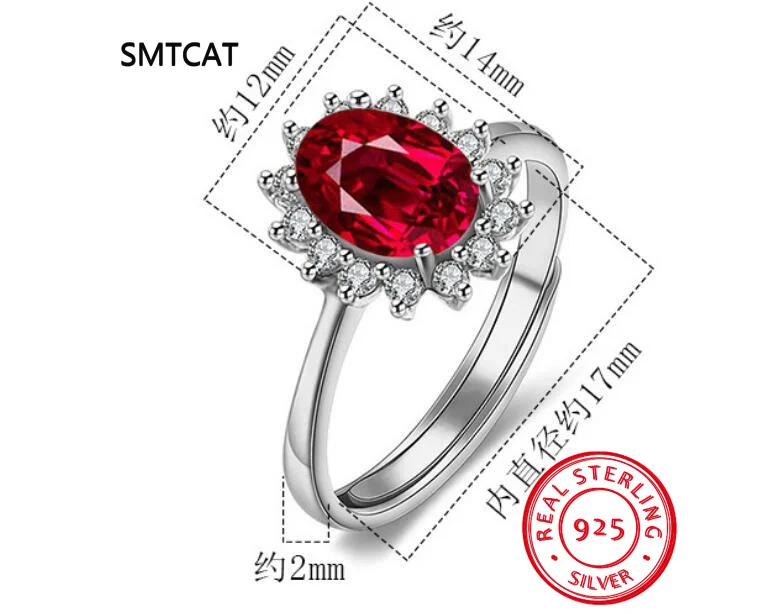 الأميرة ديانا روبي خاتم الخطوبة 925 فضة جوهرة الميلاد AAAA تشيكوسلوفاكيا الملكي خواتم الزفاف للنساء اكسسوارات الزفاف #4
