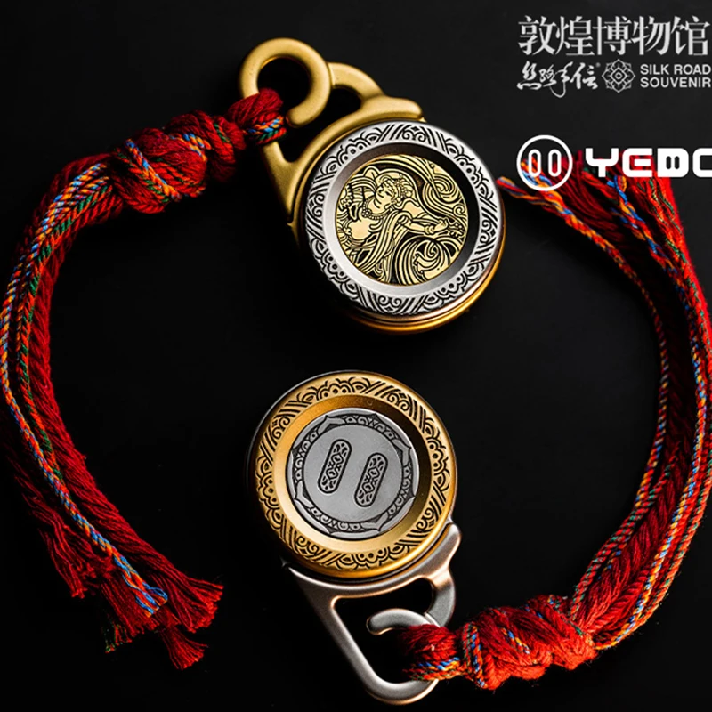 YEDC Haptic Coin Ratchet Coins Dunhuang Co-branded Decompression Toys Metal Play EDC Toys Black Technology