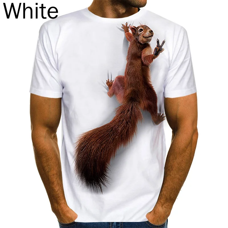 

Mens Clothing Graphic T Shirts Squirrel 3D Print Shirt Animal Tees Lovely Pattern Tops Men/Women Cute Tee Funny Leisure T-shirt