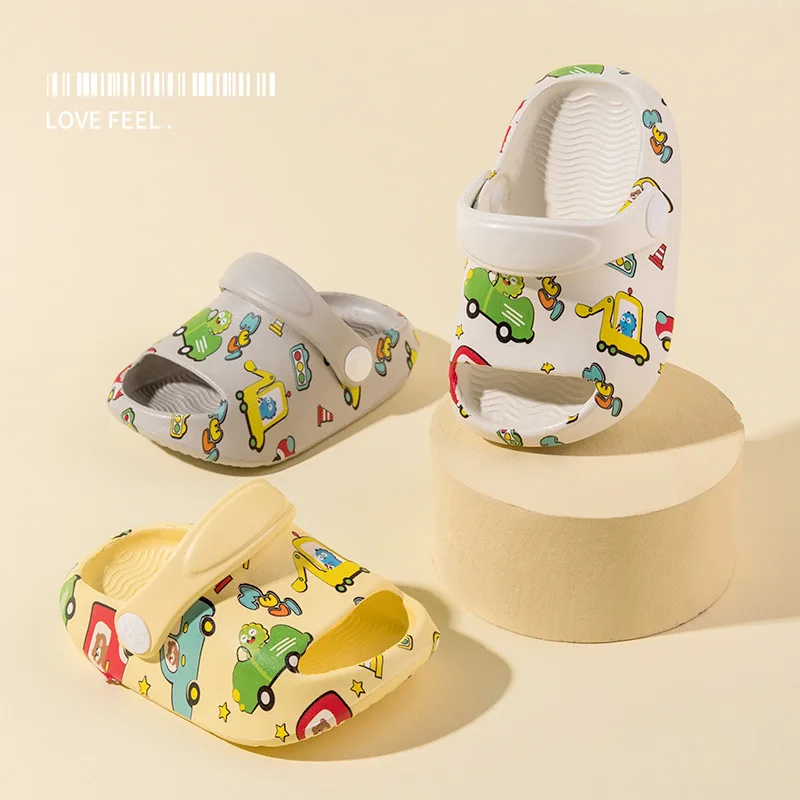 Zapatos con estampado de dibujos animados para niños y niñas, sandalias de suela suave, simples, informales, a la moda, para interiores y exteriores, novedad de verano